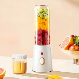450ml Wireless Portable Electric Juicer, USB Rechargeable Mini Fruit Juicer, Juicer with Double Cup, Home Fruit Blender for Kitchen, Travel