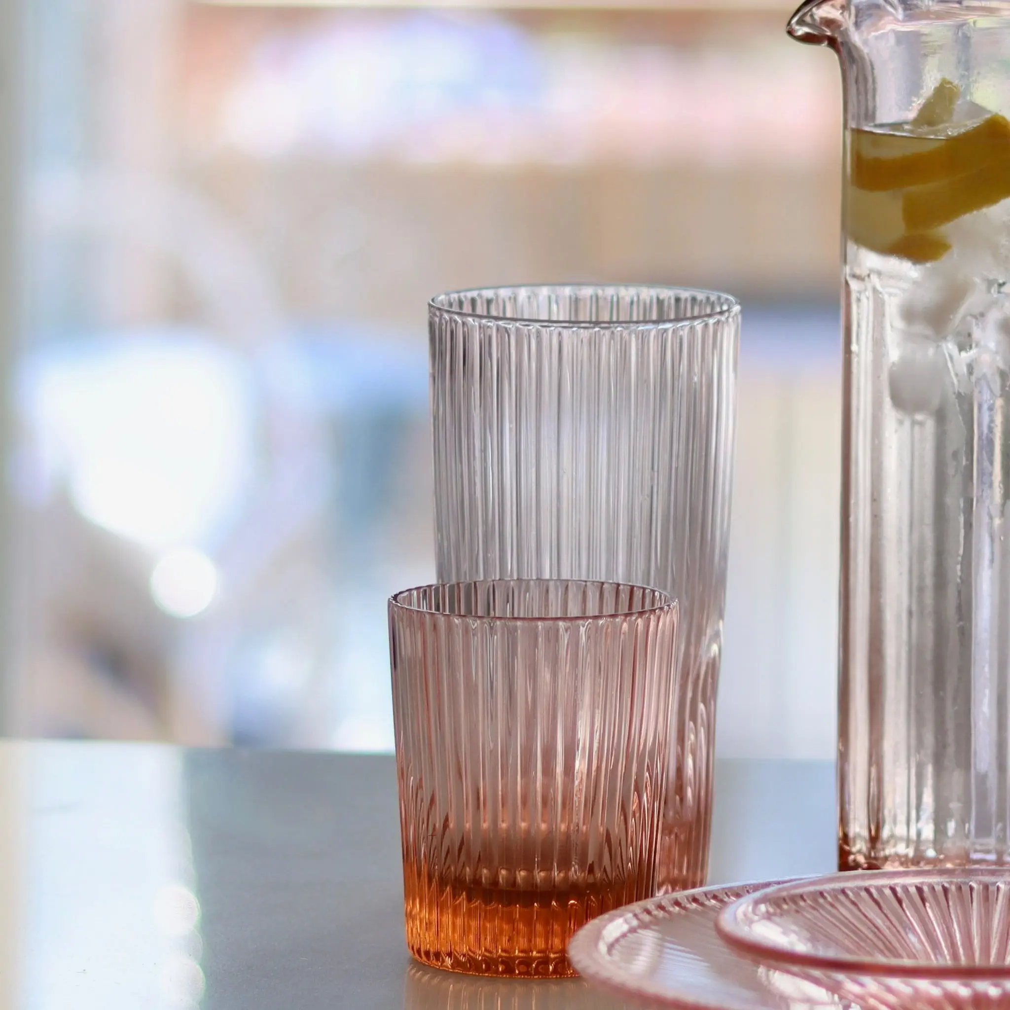 Pressed Pink Juice Glasses
