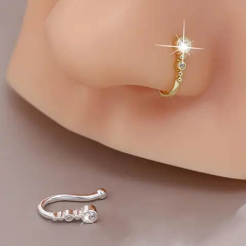 Fashionable Fake Nose Ring, Fake Nose Piercings, Faux Clip on Nose Ring, Nose Cuff for Non Pierced Nose, Body Jewelry for Women & Men, Trendy All-match & Exquisite Jewelry for Birthday Gift