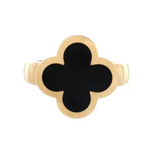 Pre-owned Van Cleef & Arpels Pure Alhambra Ring 18K Yellow Gold and Onyx by Rebag