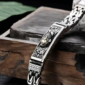 Full Silver S925 Pure Silver Men's Bracelet Ideal Back to School Gift for Boyfriend