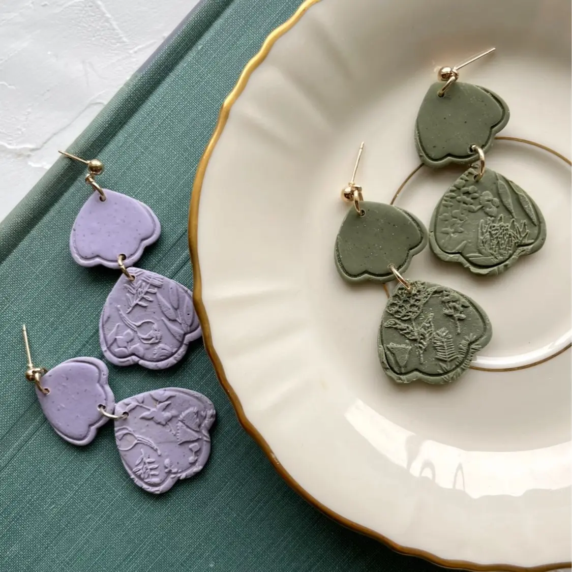 Alysa Nadeau Designs Hand Made Polymer Clay Lightweight Dangle Earrings - Unique Design, Nickel Free, Lightweight Polymer Clay