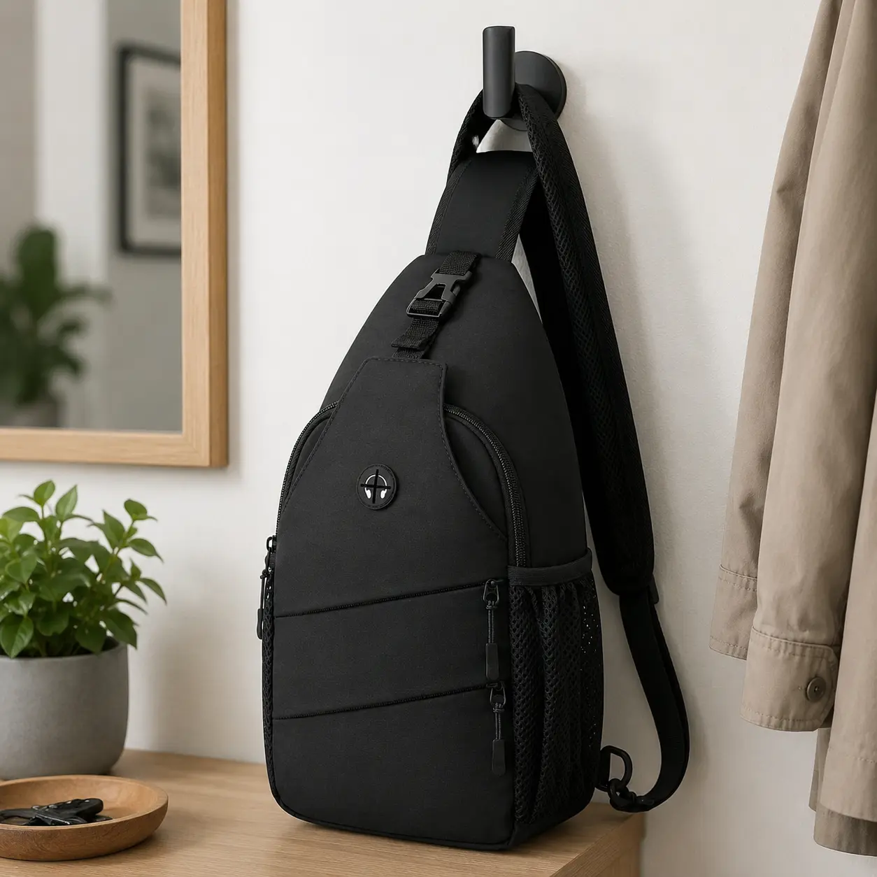 Trendy Crossbody Sling Bag for Women and Men, Casual Chest Backpack with Convertible Shoulder Strap