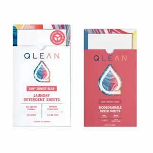 Qlean Laundry Essentials Bundle Unscented Detergent Sheets & Biodegradable Fabric Softener Dryer Sheets Plant Based Vegan Eco Friendly 120 Loads Household Pack