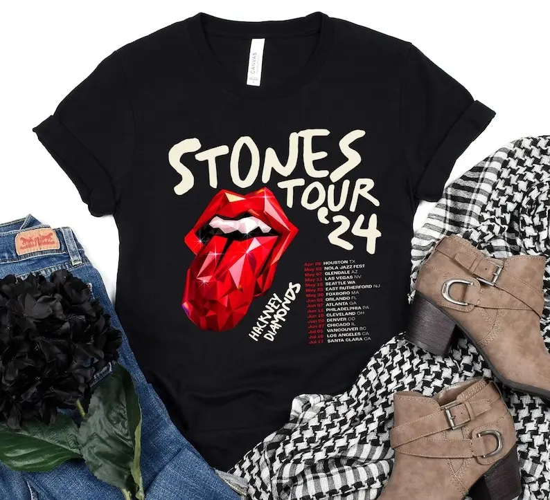 The Rolling Stones Hackney Diamonds Tour 2024 T Shirt, Hackney Diamonds Shirt, The Rolling Stones Concert Shirt, The Rolling Stones Fan Gift T-shirts, Crewnecks, Hoodies – Gifts Suitable for Anyone Cotton Menswear