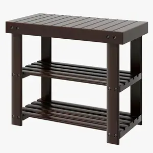 Bamboo Shoe Rack Bench 3-Tier with Storage, 19.7" Length Entryway Bench, Wooden Shoe Organizer Holds 286 lb, for Bedroom Living Room Balcony