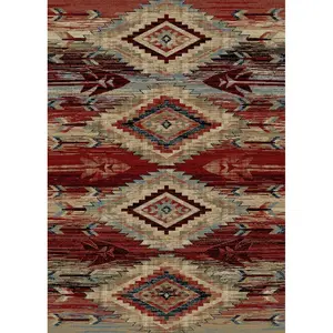 212 MAIN Mayberry Large Size Area Rug - 7ft10in x 9ft10in, American Destination Broken Bow Design, Multi-Color