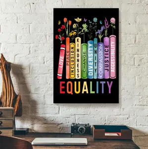 Equal Rights Poster/Canvas, Book Flower Poster, Social Justice Poster, Equality Peace Love Kindness Poster/Canvas, Women Rights, Bookish Gift Decor