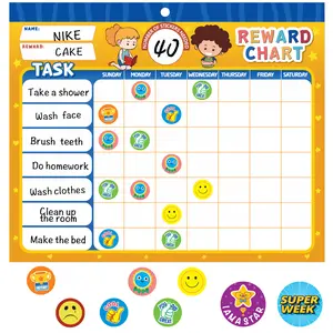 32 Chore Charts Behavior Reward Chart, Sticker Chore Chart Pad For Students With 2328 Stickers, 12.2" x 9.8" Colorful Style Magnetic Reward Chart to Develop Responsibility & Good Habits