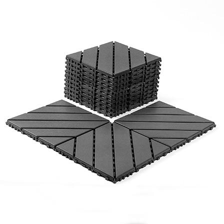 12x12 Inch Dark Gray Plastic Interlocking Decking Tiles, 44 PCS Waterproof All Weather Modular Floor Tiles, Easy Install Outdoor Patio Pool Backyard Terrace Deck Tiles