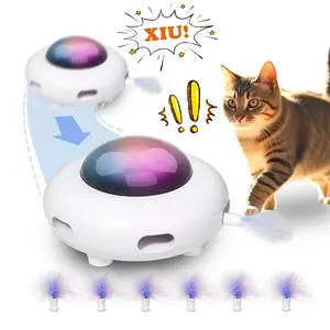 "cat toy，Replaceable and durable accessor，USB Charge Automatic Kitten Toys,White，Entertainment with 6pcs Feathers -UFO"