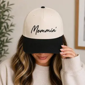 Embroidered Mommin Hat Trendy Womens Mothers Day Gift Two Tone Baseball Cap Custom Thread Color