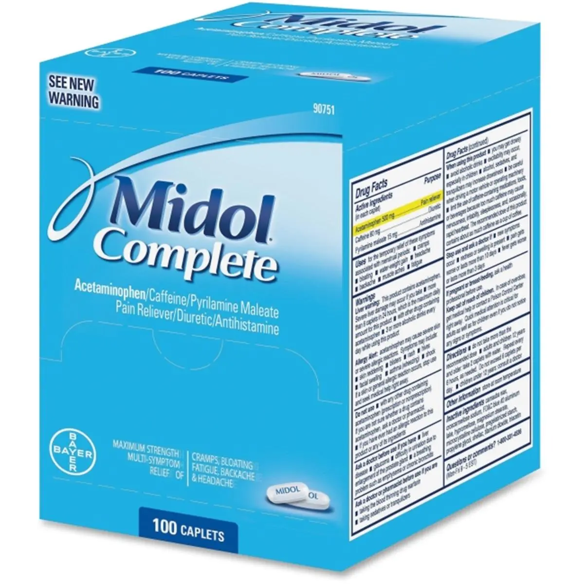 Westcott ACM90751 Midol Complete Pain Reliever Blue Caplets with Box
