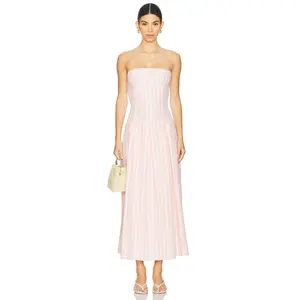 MORE TO COME Adley Strapless Maxi Dress in Pink Gingham