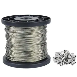 ft Wire Rope, /" Stainless Steel Cable with Pcs Aluminum Crimping Sleeves, Aircraft Cable, Picture Wire,x  lbs Breaking Strenh