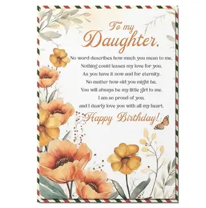 Birthday Card for Daughter, Happy Birthday Wishes for Daughter Greeting Card with Envelope and Seal