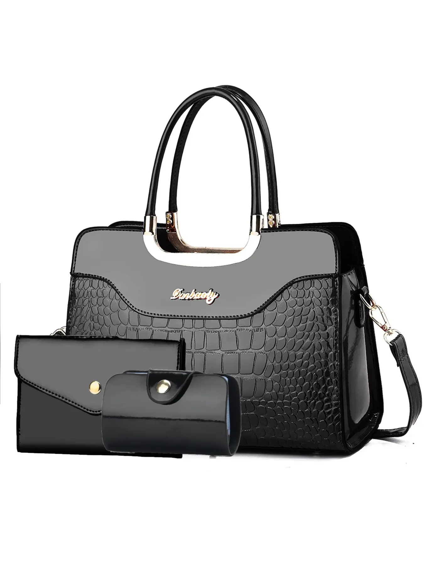 Fashion Three-Piece Retro PU Leather Crossbody Handbag Set, Large Capacity Multi-Layer Bag, Versatile Shoulder Straps & Crossbody Bag for Travel & Shopping Gift