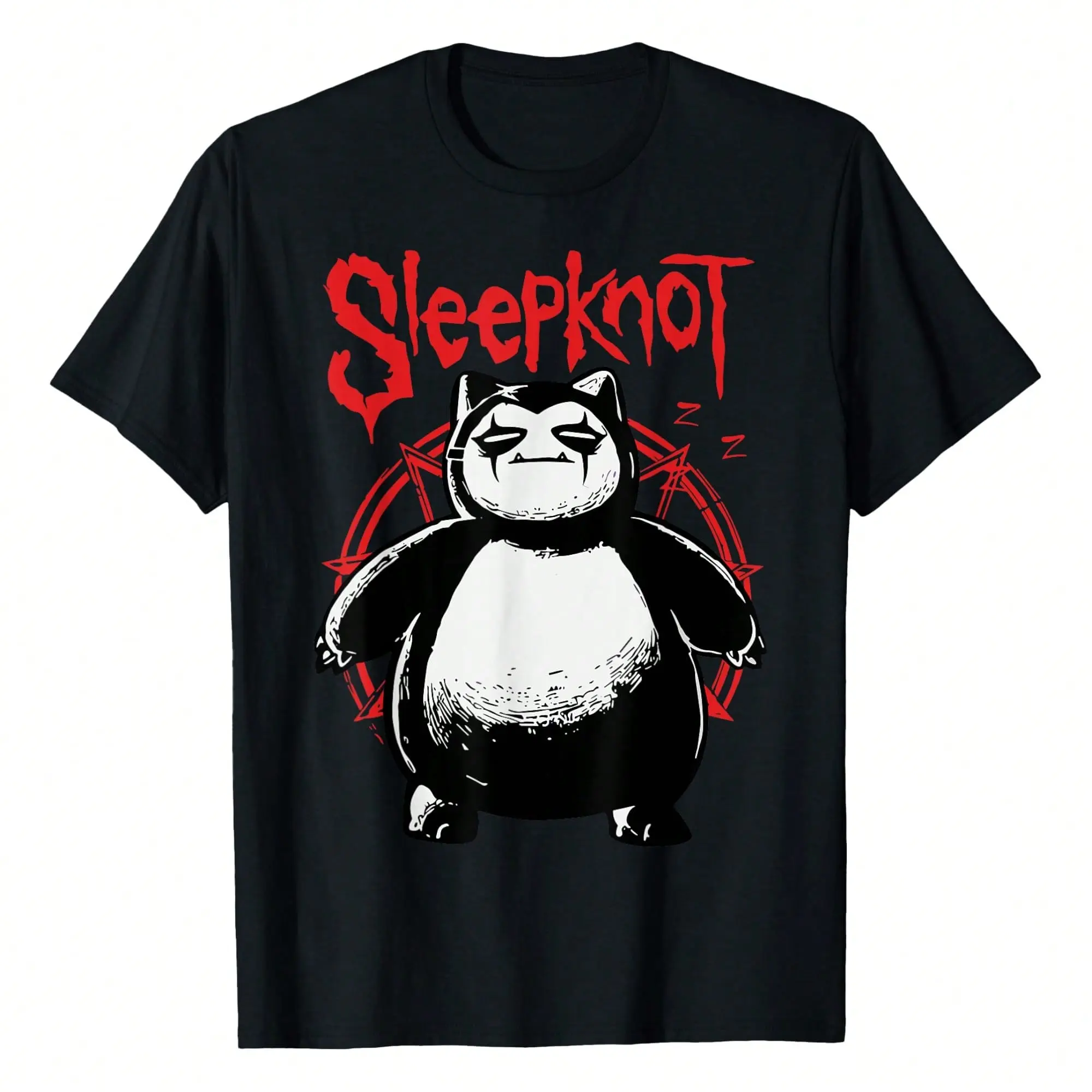 Sleepknot Panda Print Men's Short-Sleeve Crew Neck Top - 100% Cotton Casual Fit T-Shirt, Soft Breathable Fabric, Relaxed Silhouette, Ideal for Everyday Wear, Outdoor Activities, Shortsleeve, Tshirt