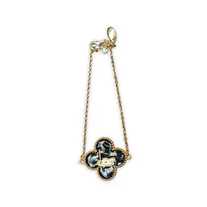 Black Putting Green Clover Bracelet — Sterling Silver, 18K Gold-Plated