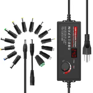 RGBGAMER Universal Power Supply 4V-24V 5A 120W Adjustable AC/DC Adapter - Multi-Voltage Converter with Polarity Converter & 14 Tips