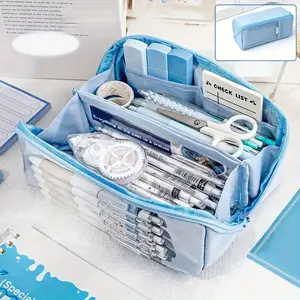 New Large Capacity Stationery Bag Creative Pencil Case with Separate Compartments for Pens Markers and Scissors Portable Desk Storage Organizer