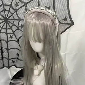 Halloween Punk Gothic Plush Hairband Cross Studded Star Embellished Head Hoop