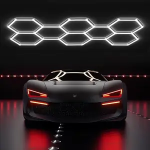 DIY Hexagon Honeycomb Creative Garage Light, DIY Combinable Geometric Shapes, Lightweight and Safe, Even Light Coverage, Suitable for Personalized Garages, Game Rooms