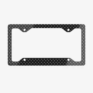 Black Polka Dot License Plate Frame - Slim & Sleek Aluminum Metal