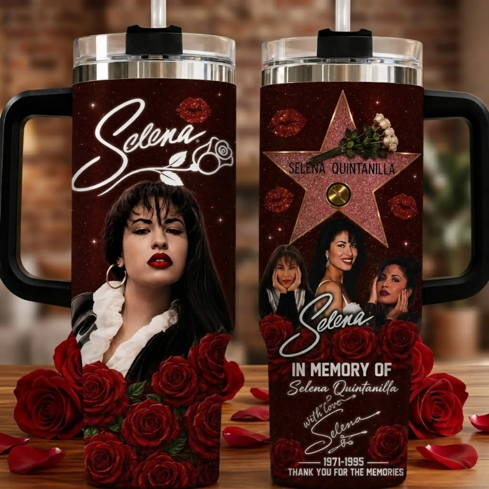 Selena Quintanilla 30th Anniversary Memorial Tumbler 40oz 30oz, In Memory Of Selena Quintanilla Red Rose Music Fan Cup, Tejano Queen Tribute Drinkware Gift, Not Including The Straw