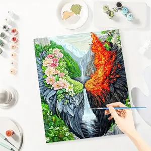 Angel Wing Landscape Paint By Number Kits for Adults Beginners, Easy Acrylic Simple Paint By Number Kits, DlY Watercolor Paint By Numbers Kits on Canvas Without Frame for Home Wall Decor Home Decoration 16x20inch