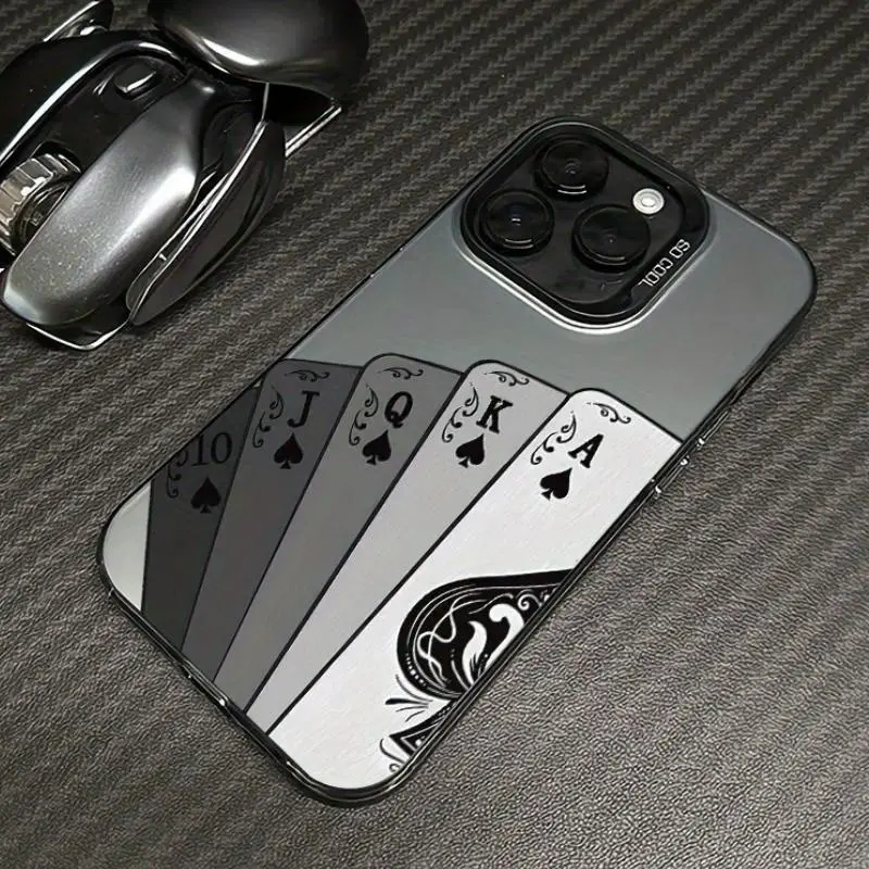 Case for iPhone 17 Pro Max 16 Plus 15 14 13 12 11 Air E playing cards design Matte Shockproof Anti-Scratch Stylish Smartphone Cover