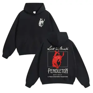 Unisex Let ’Er Buck Cowboy Horse Graphic Hoodie – Western Rodeo Style, Double-Sided Print