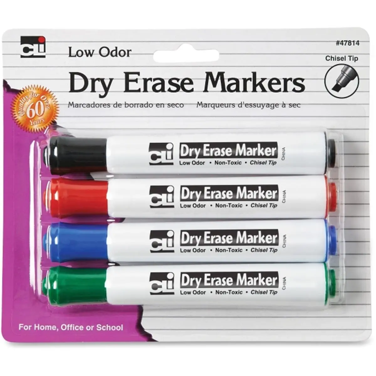 Charles Leonard LEO47814 CLI Chisel Tip Dry Erase Markers - Multicolor
