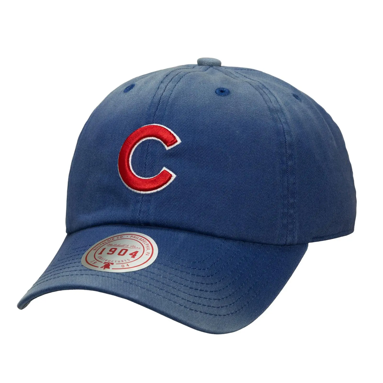 Chicago Cubs Royal Soft Wash 1904 Adjustable Dad Hat MLB Throwback Cap Fan Gear Mitchell & Ness