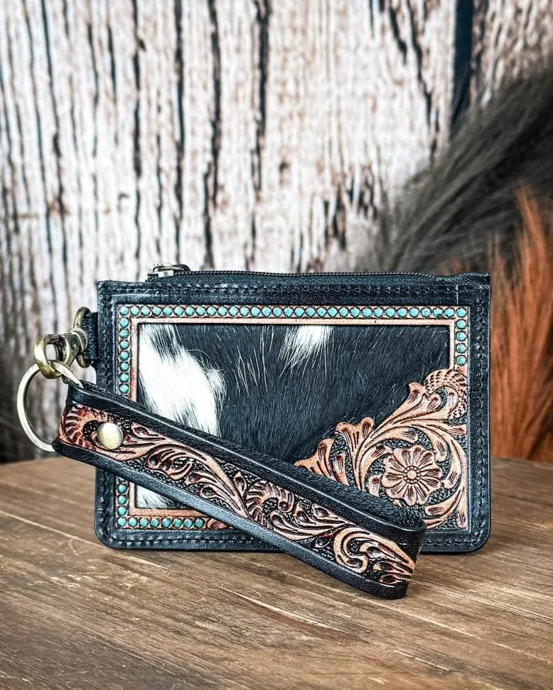 Myra Bag Lightweight Twilight Handtooled Hairon Leather Card Holder, Women's Wallet for Luggage & Bags Use