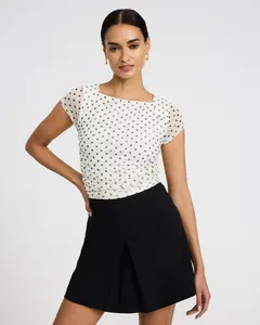 Express Studio Stretch Twill Super High Waisted Single Pleated Mini Skirt