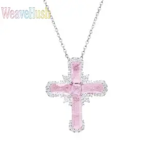2026 Trendy Pink Cross Necklace for Women, Minimalist Elegant Design Fashion Jewelry, Sturdy Durable Chain for Everyday Casual Wear, Versatile Faith Accessory Ideal as Christmas & Birthday Gifts for Outdoor Leisure Enthusiasts, Cross Necklace Women,summer
