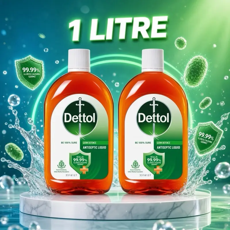 Dettol Antiseptic Original Liquid Pine Scent 1 litre - 99.99% Germs Protection Solution Pack of 2