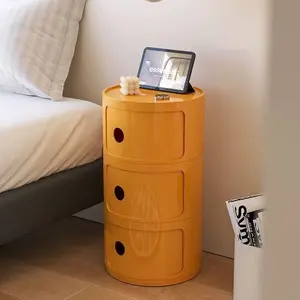 Yellow Mailbox Style Round Nightstand, Modern Simple Plastic Locker Side Table,  Narrow Bedroom Storage Cabinet, Side table, End table