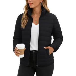 Women's Quilted Packable Puffer Jackets Lightweight Warm Winter Zip Up Stand Collar Puffy Down Coats