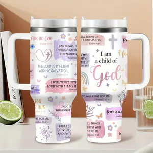 Child Of God Christian Affirmation Tumbler, Religious Inspiration Gift for Christian Women, Christian Bible Verse 20oz 40 Oz Tumbler with Handle-20oz