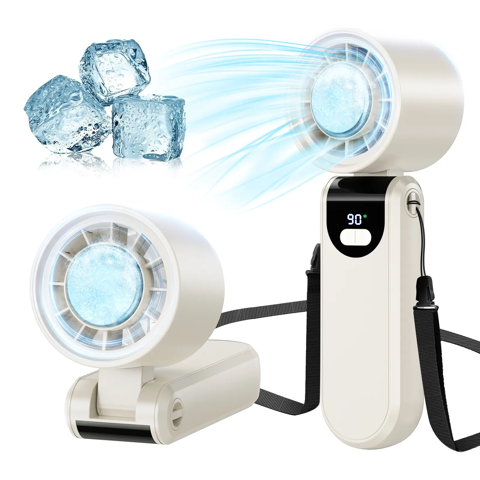 PKBD Portable Refreshing Cooling Airflow Handheld Turbo Fan 199 Adjustable Levels Foldable for Summer Travel Vacation