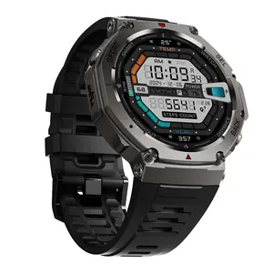 Outdoor Sports Smart Watch 5ATM Waterproof Dust Proof, Drop-Resistant with Compass GPS Build-in Simultaneous Joint Positioning of Multiple Systems Support Real Time Movement Tracking Bluetooth Call Fitness Tracker