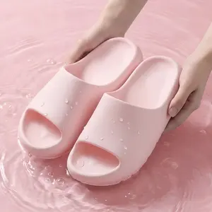 Women’s Solid Color Non-Slip Thick Platform Summer Flat Sandals for Indoor/Outdoor Use, Height-Increasing, Couples Style
