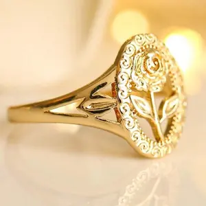 Rose ring for women, suitable for daily wear, wedding, engagement, party jewelry gift for women valentine's day 14k gold plated