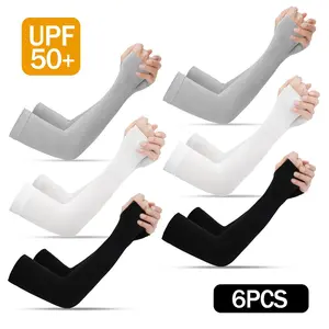 6 Pairs of Women's Ice Silk Arm Sleeves Sports Sleeves Sun Protection Gloves Cooling Gloves Suitable for Running, Fishing and Cycling Sleeved Pack Arm Warmers Knee Saver