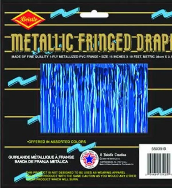 Beistle 1-Ply FR Metallic Fringe Drape, 15x10 ft. Party Decorations - Pack of 6