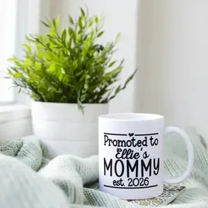 Promoted to Mommy 2026 Decal – Personalized Baby Announcement Sticker with Name – Pregnancy Reveal Gift