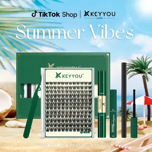 KEYYOU DIY Cluster Lashes Summer Volume Waterproof Long-Lasting Lash Extension D Curl 8-18MIX Eyelash Extensions Cosmetic Makeup  #Summervibes
