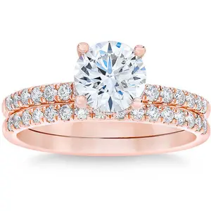 1 3/4 Ct Diamond Engagement Wedding Set 14k Rose Gold Lab Grown
